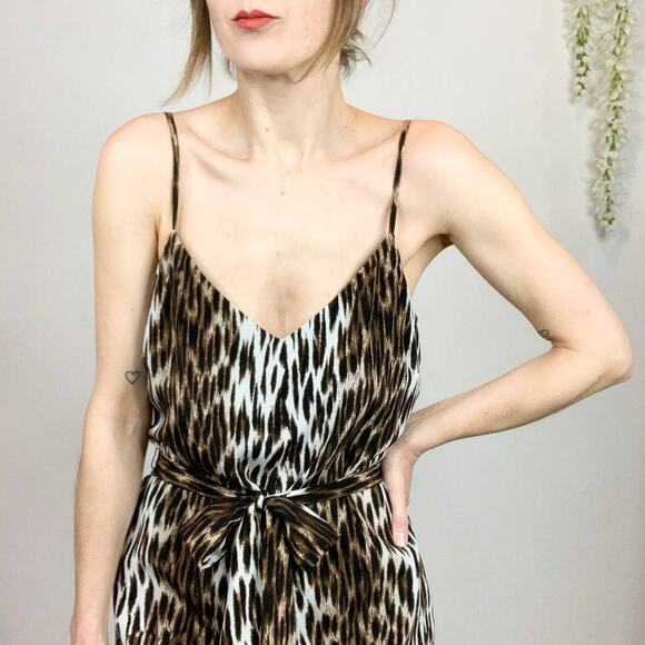 NWT L'AGENCE Camilla slip dress 100% silk leopard print belted - Picture 4 of 11